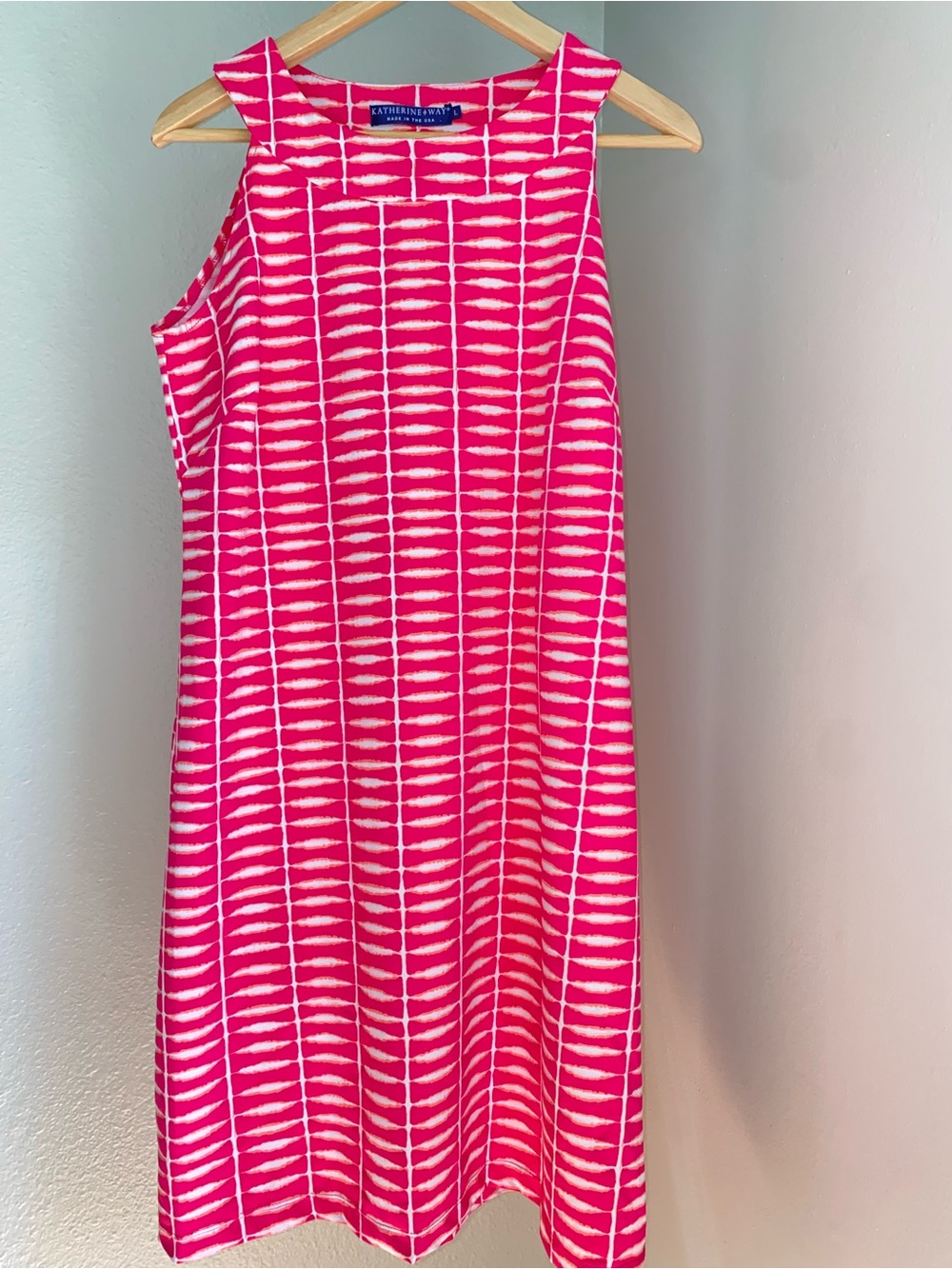 Katherine Way Hot Pink & White Patterned Sleeveless Dress